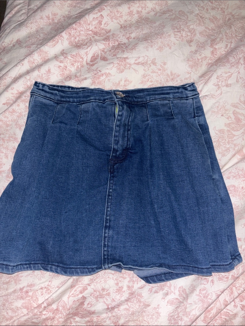 Denim A-Line Mini Skirt - Blue